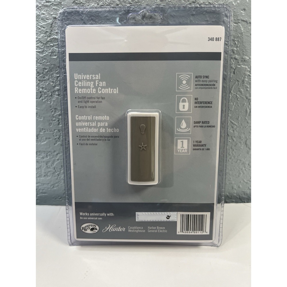 Hampton Bay Universal Ceiling Fan Remote Control‎ 340887 New